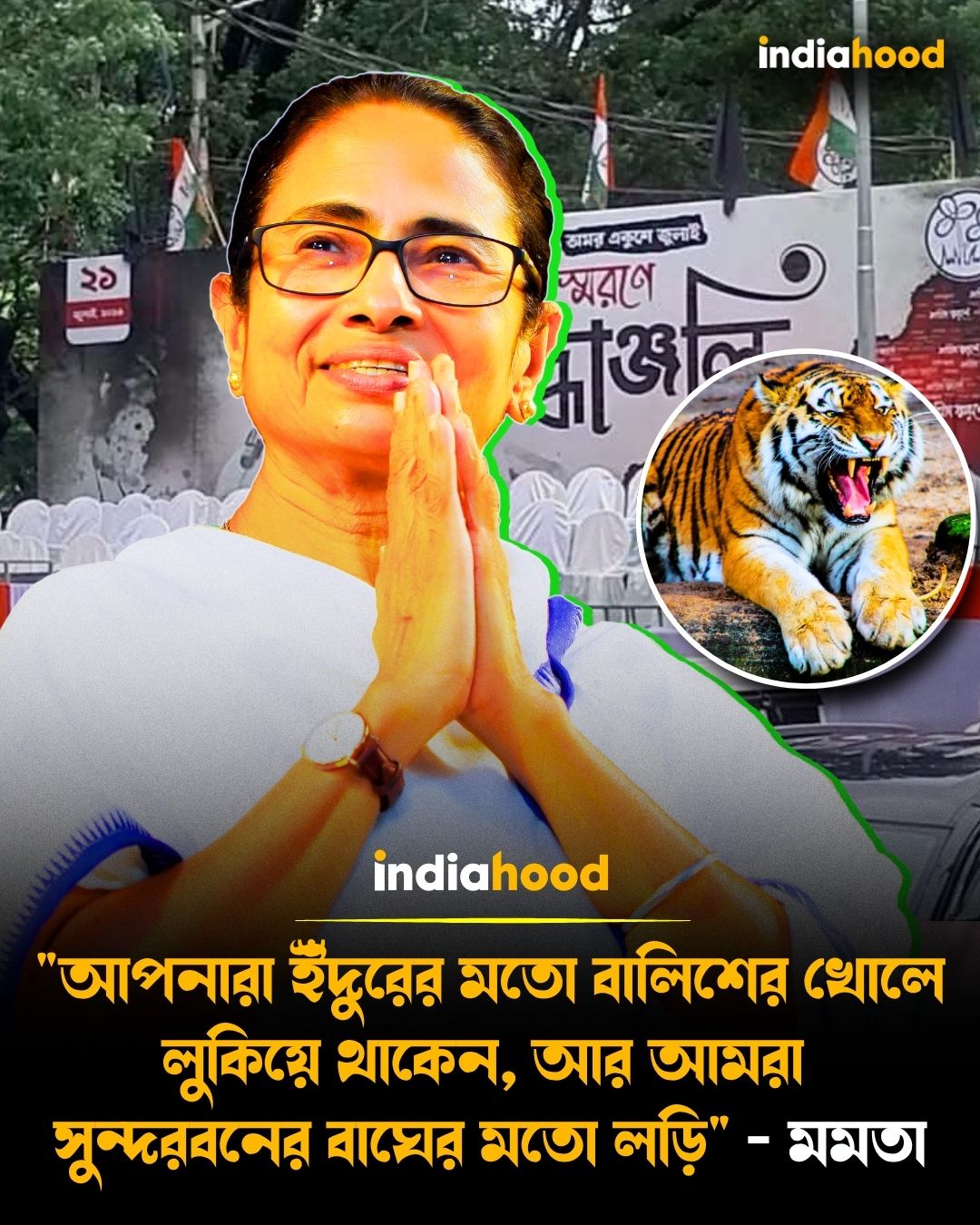 "আপনারা ইঁদুরের মতো বালিশের খোলে লুকিয়ে থাকেন, আর আমরা সুন্দরবনের বাঘের মতো লড়ি", মমতা